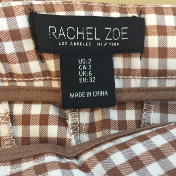 SOLD Rachel Zoe Checkered Pants Brown Sz 2 - Picture 5 of 11